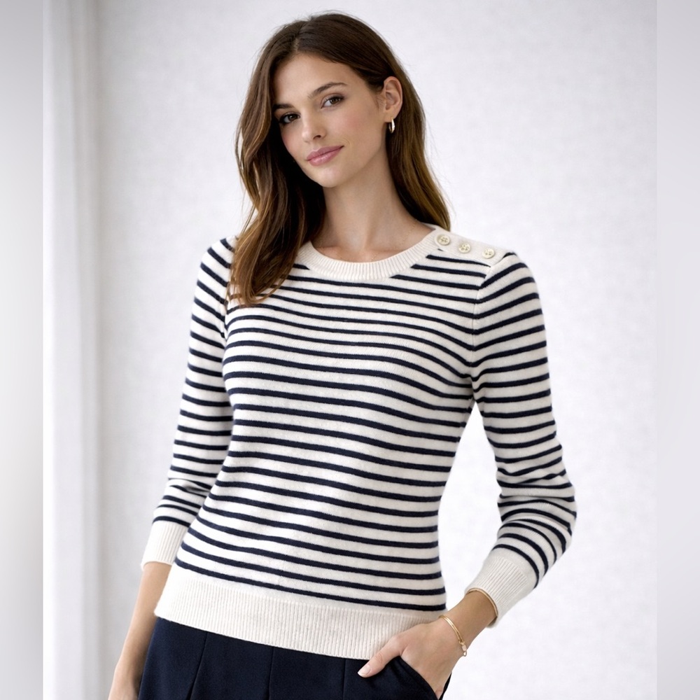 ✨ J.Crew Collection Italian Cashmere Striped Sweater — XL ✨